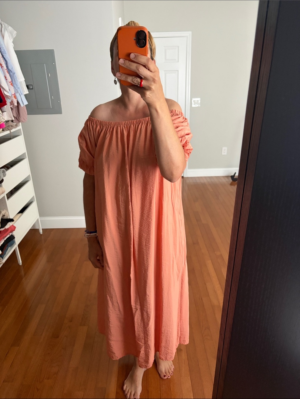 H&M Coral Off-Shoulder Maxi Dress